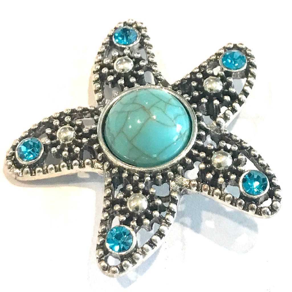 Snap Button 20mm Star Fish Turquoise Gingersnaps Asn20 18$